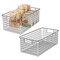 mDesign Metal Wire Food Organizer Basket with Built-In Handles - 16 x 9 x 6